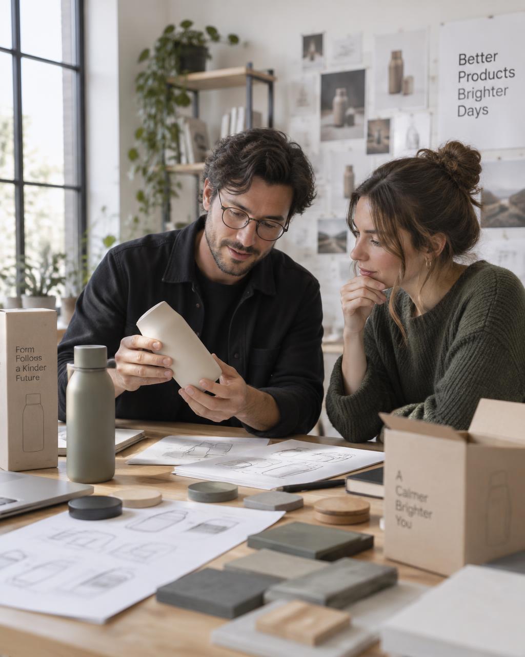 Designers working together on a packaging project